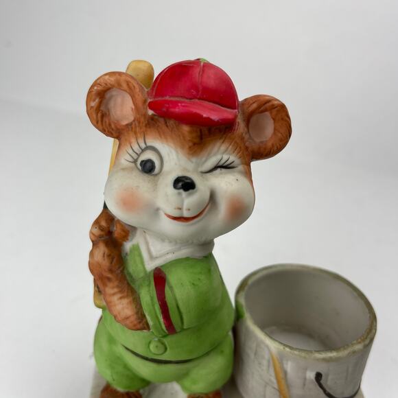 Vintage 1970's Jasco Luvkin Critters Ceramic Baseball Candle Holder, 1979 - Picture 3 of 9